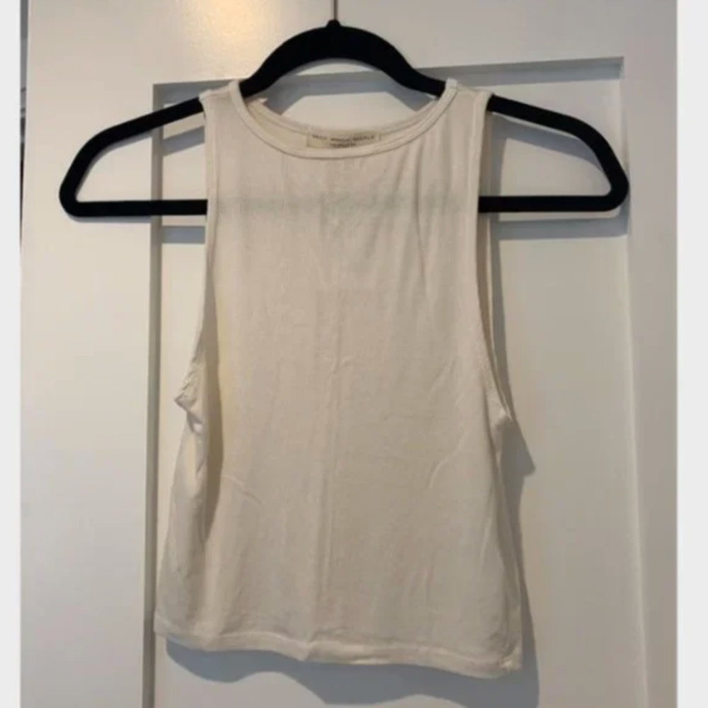 Urban Outfitters White Truly Madly Deeply Cropped Ribbed Tank [NEW] [Small]